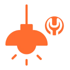Orange light bulb and wrench icon