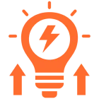 Lightbulb icon with upward arrows